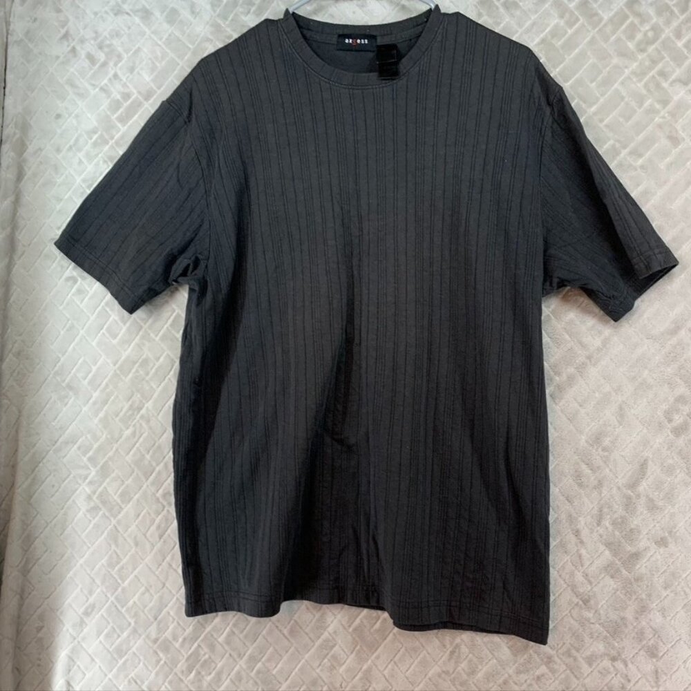 Axcess T-Shirt Mens L Black Textured Stripe Short Sleeve Crew Neck Normcore